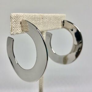 Alexis Bittar Rhodium Plated  Gunmetal Hoop Earrings
